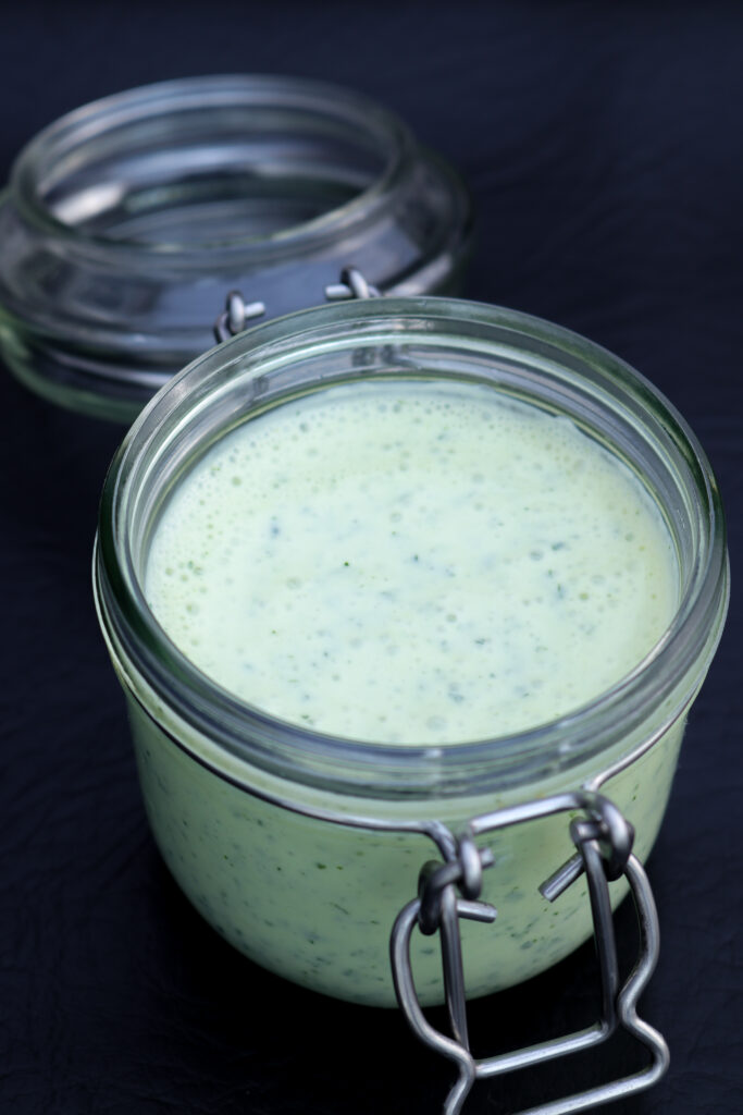homemade mint sauce in a jar