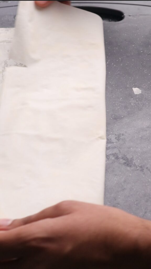 filo pastry sheet folded in half