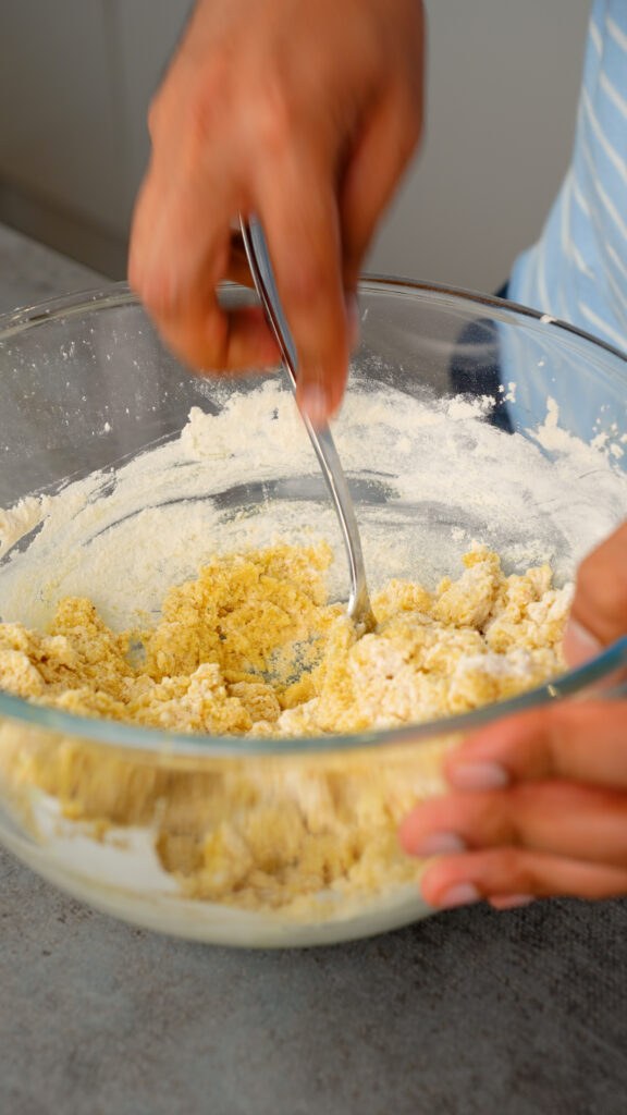 mixing shortbread dough