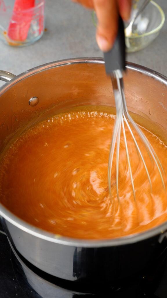 whisk caramel sauce