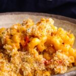 mac and chilli cheese in a bowl