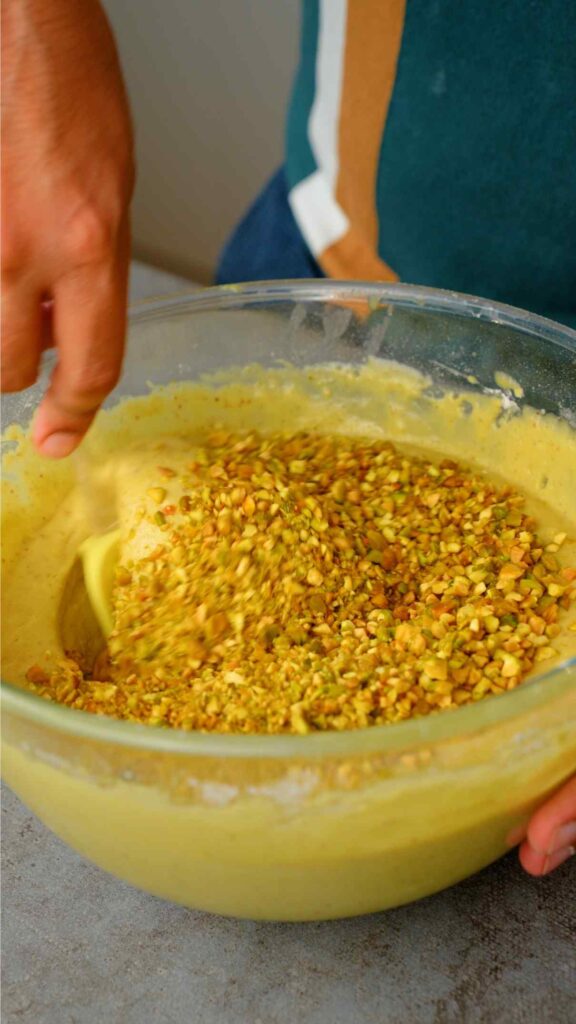 fold in chopped pistachios