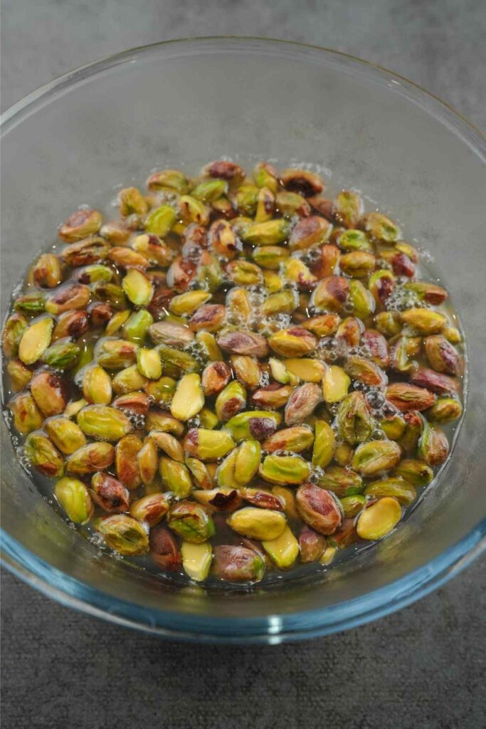 pistachios soaking in water