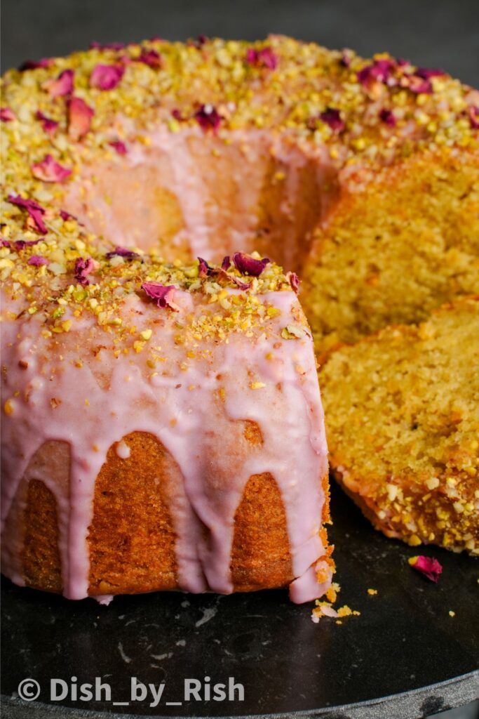 pistachio and rose bundt cake
