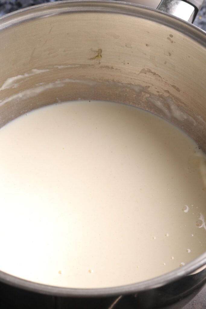 béchamel sauce in a pan