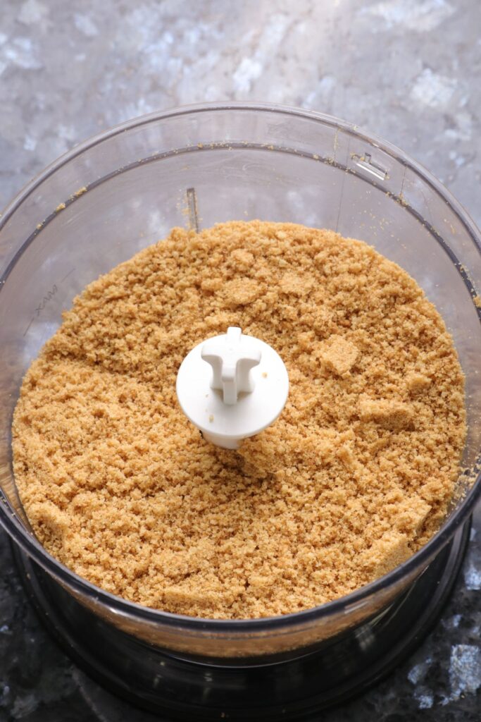 ground digestive biscuits in a food processor