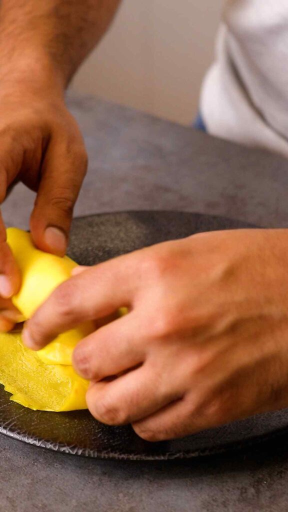 folding mango lassi pancake