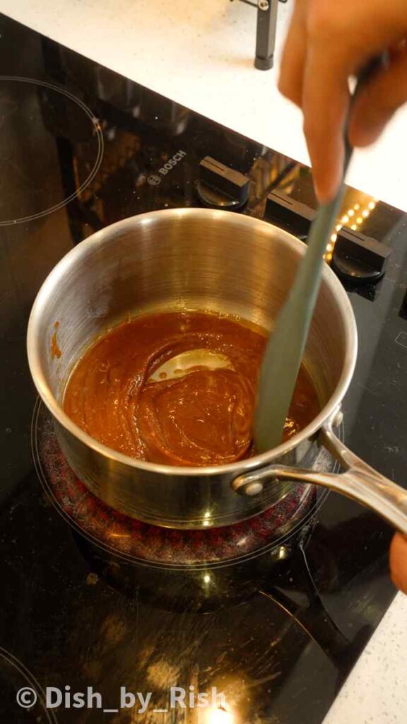 white sugar, dark brown sugar, and butter in a pan