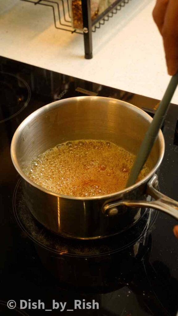 stirring brown butter in a pan