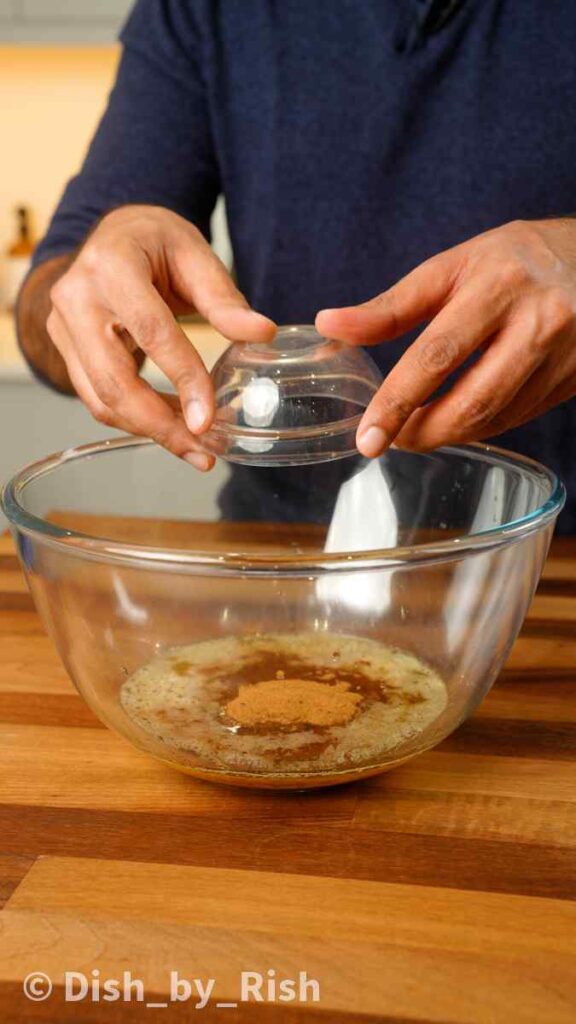 brown butter and pumpkin pie spice in a mixing bowk