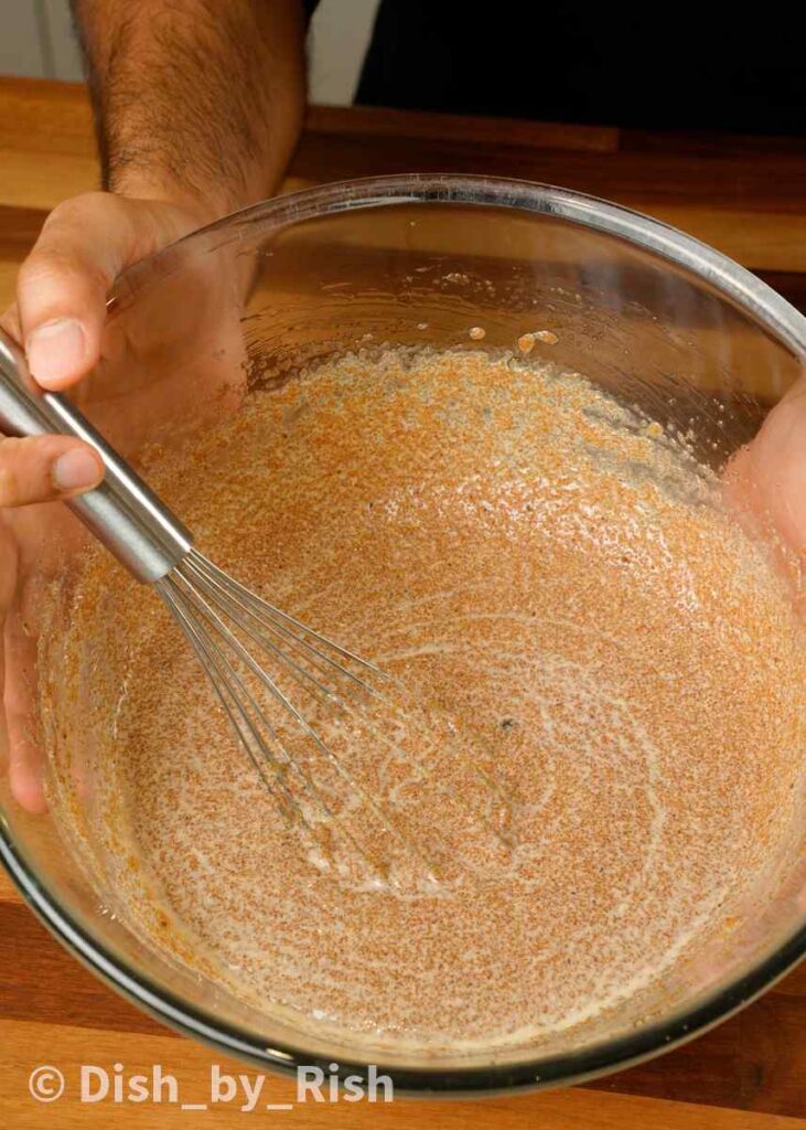 whisking butter, oil, and sugars