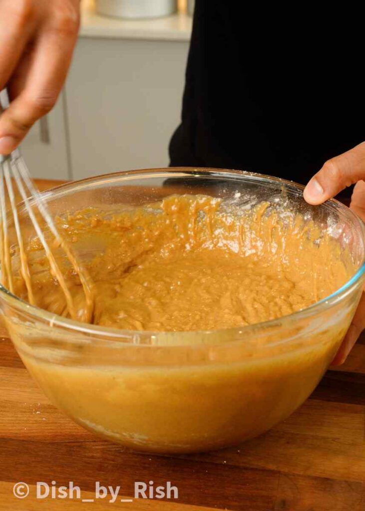 whisking in flour, baking powder and salt