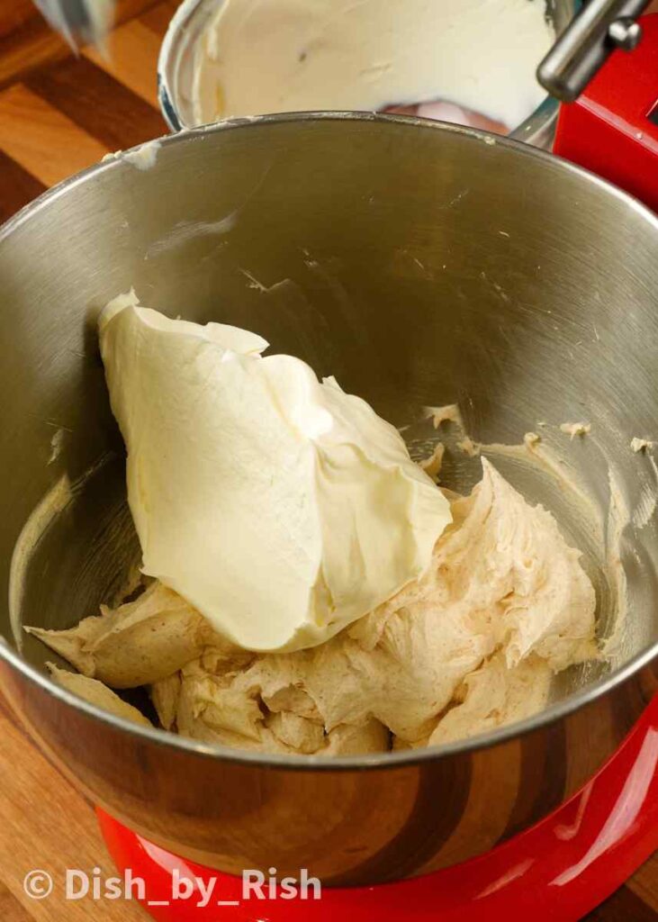 adding in cream cheese