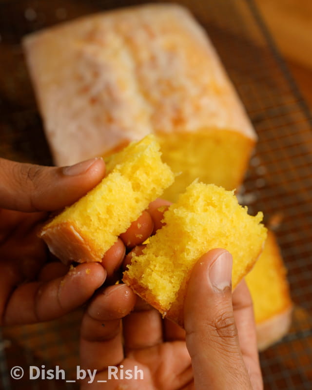 lemon cake slice cut into pieces